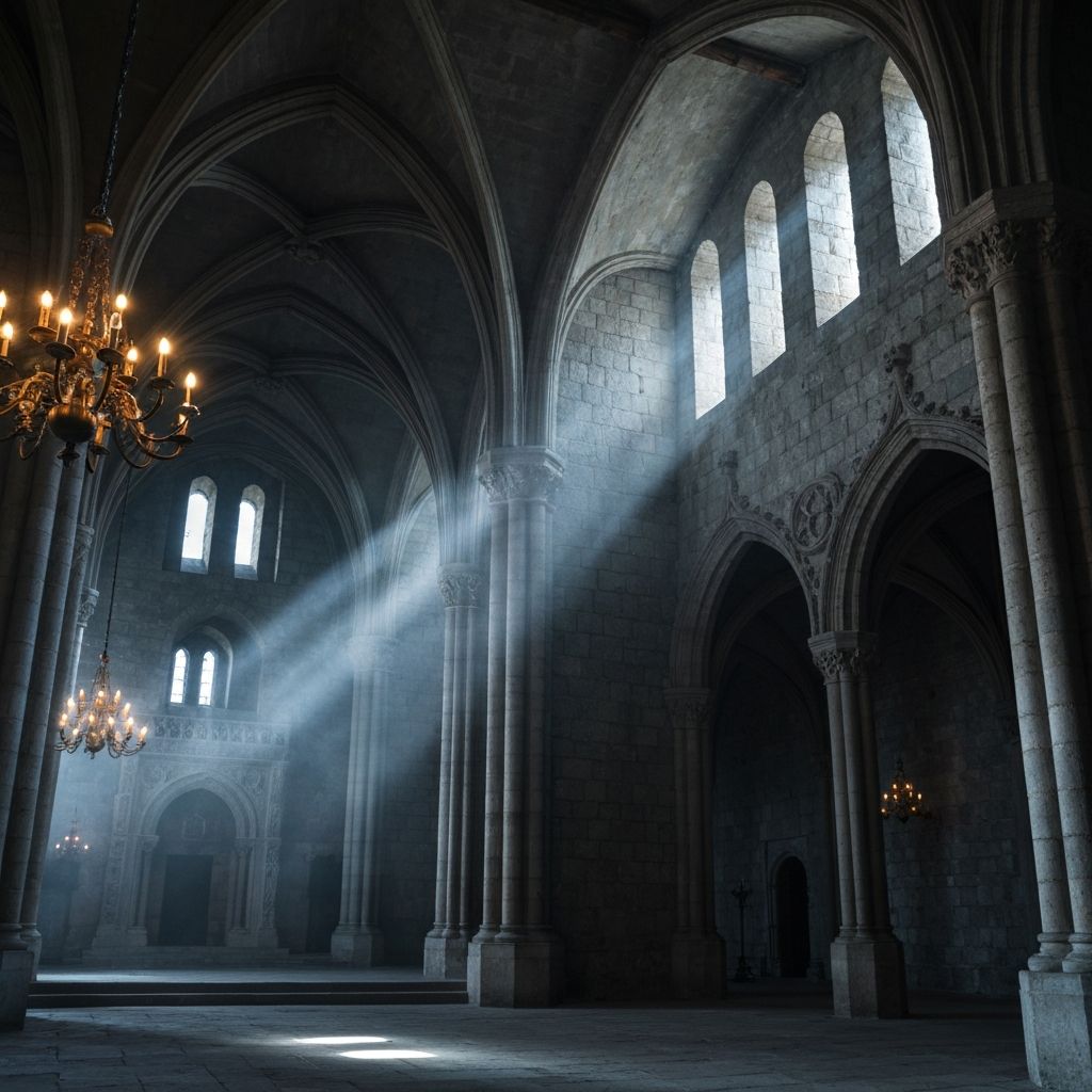 Light streaming through fortress windows